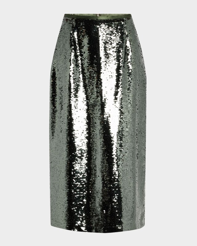 Wray Straight Sequin Midi Skirt